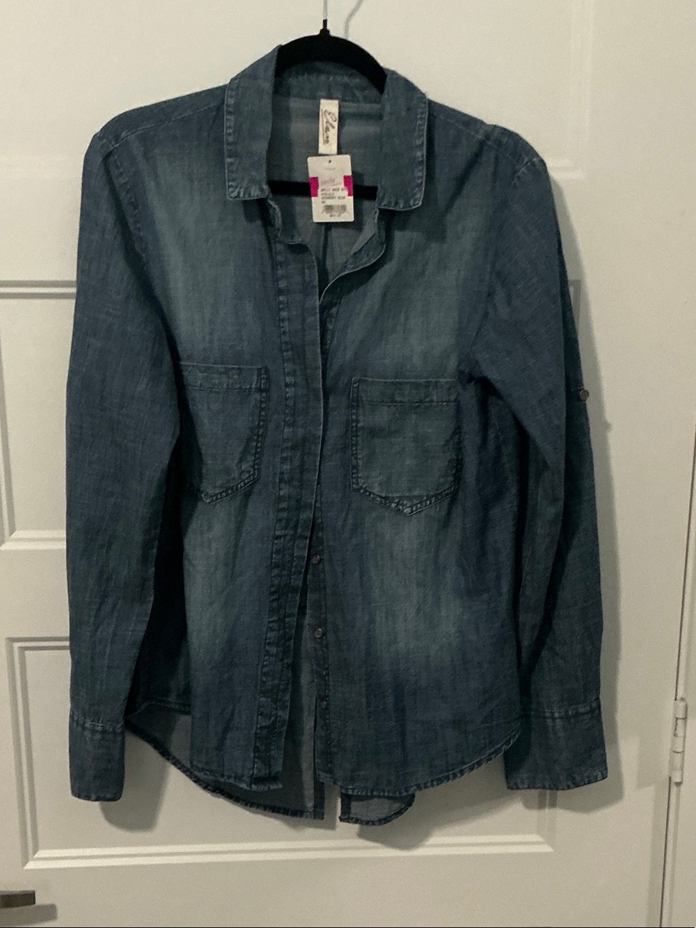 Elan Denim Button-Down Shirt in Faded Blue